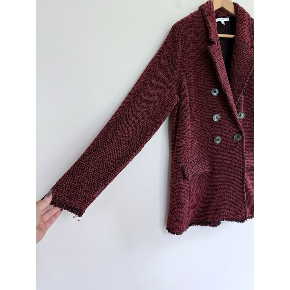 CHICO'S red black preppy cotton double breasted tweed coatigan jacket blazer - Picture 8 of 13